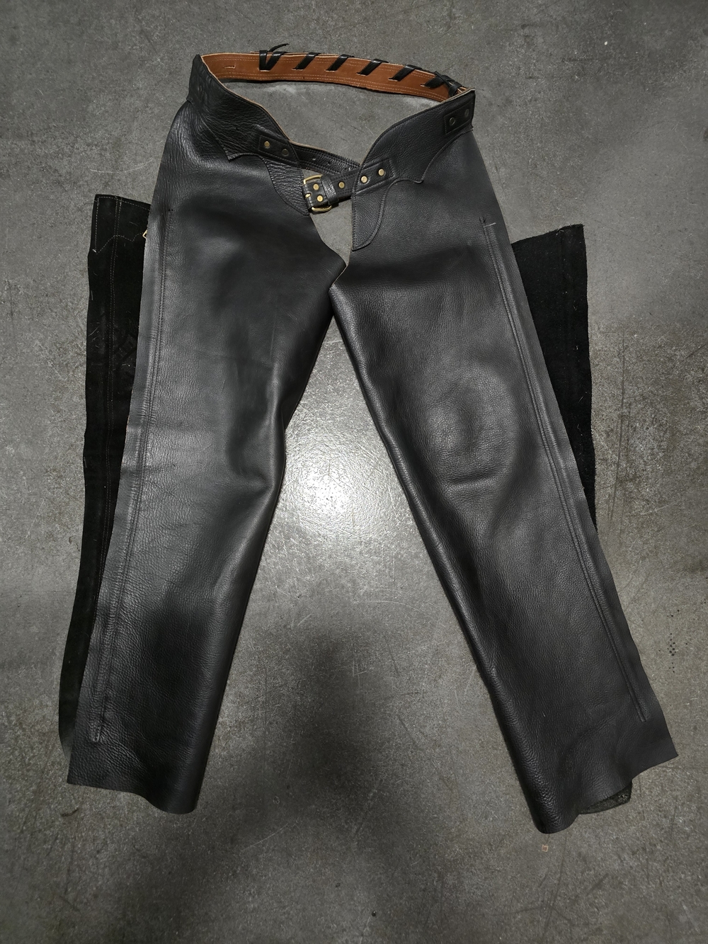 Handmade Heavy Duty Black Leather Motorcycle Chaps Custom Unisex